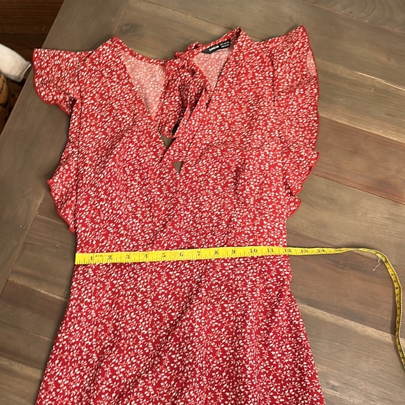 SHEIN Open Back Tie Back Ruffle Flutter Sleeve Ditsy Floral Dress, Sz.Small NWOT - Picture 6 of 12